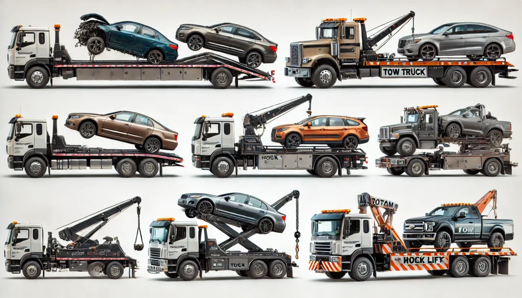 image-featuring-six-different-types-of-tow-trucks-all-placed-on-the-same-white-background.