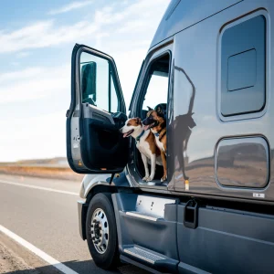 driving-with-a-pet-two-dogs-standing-at-the-door-of-a-semi-truck