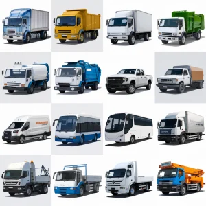 a-collage-of-different-types-of-commercial-vehicles-on-a-white-background